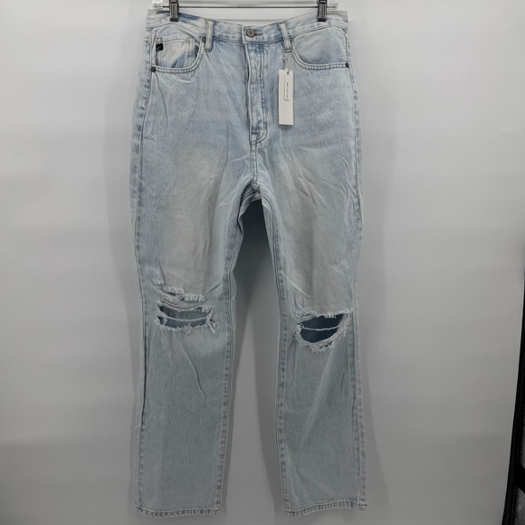 KanCan Jeans Womens 9/28 Light Wash Distressed High‎ Rise Straight Leg Denim - Picture 2 of 11